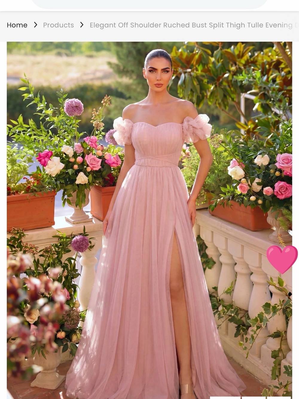 Romantic Off-Shoulder Tulle Evening Gown in Blush Pink